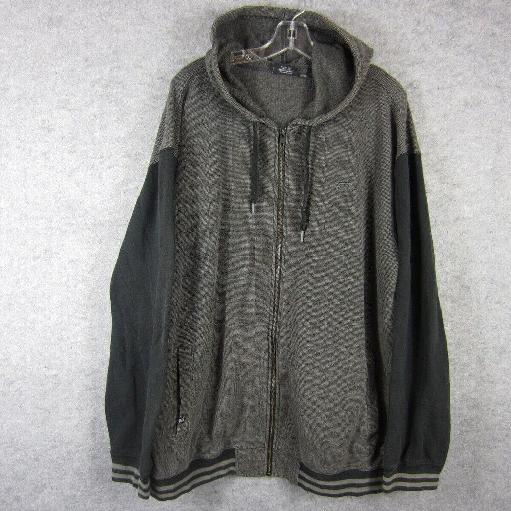 Vanz Off The Wall Hoodie Jacket Mens XXL Gray Black Full Zip Streetwear Fall